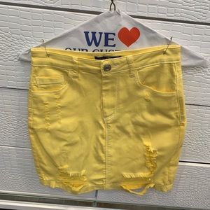 Yellow jean skirt!